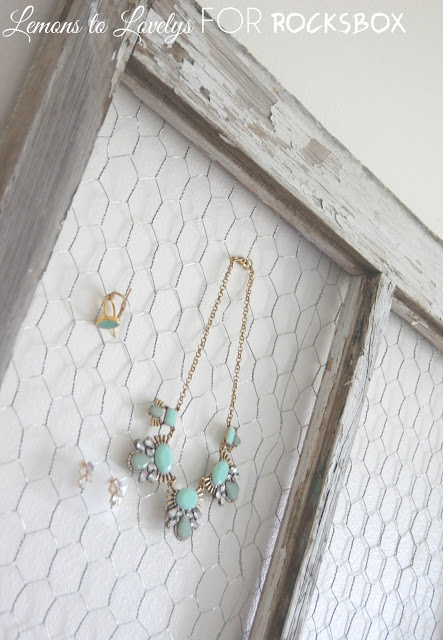 DIY jewelry holder made from an old window. Tutorial on www.lemonstolovelys.blogspot.com