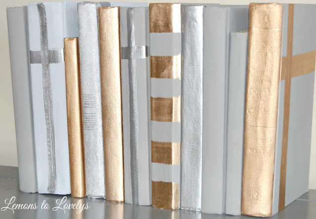 Painted decorative books make the perfect, inexpensive gift! Details on how to DIY on www.lemonstolovelys.blogspot.com