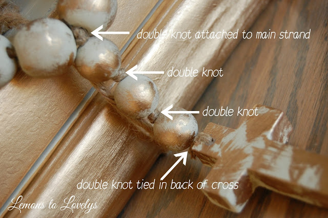 painted decorative beads and cross make the perfect gift! More on how to DIY at www.lemonstolovelys.blogspot.com