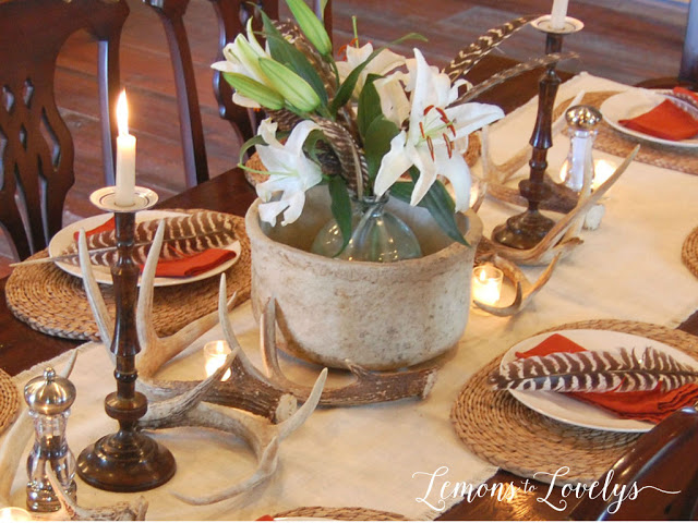 Outdoorsy Table Setting more photos on www.lemonstolovelys.blogspot.com