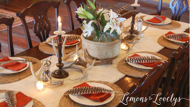 Outdoorsy Table Setting more photos on www.lemonstolovelys.blogspot.com