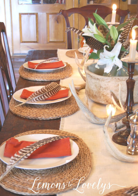 Outdoorsy Table Setting more photos on www.lemonstolovelys.blogspot.com