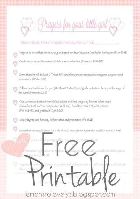 Free Printable-Prayers For Your Little Girl/Boy