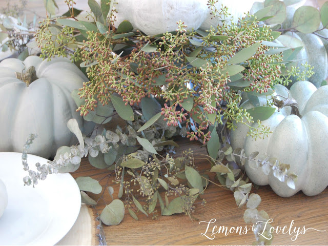 Fall Tablescape Eucalyptus - tap to see more pictures and sources on the blog www.lemonstolovelys.blogspot.com