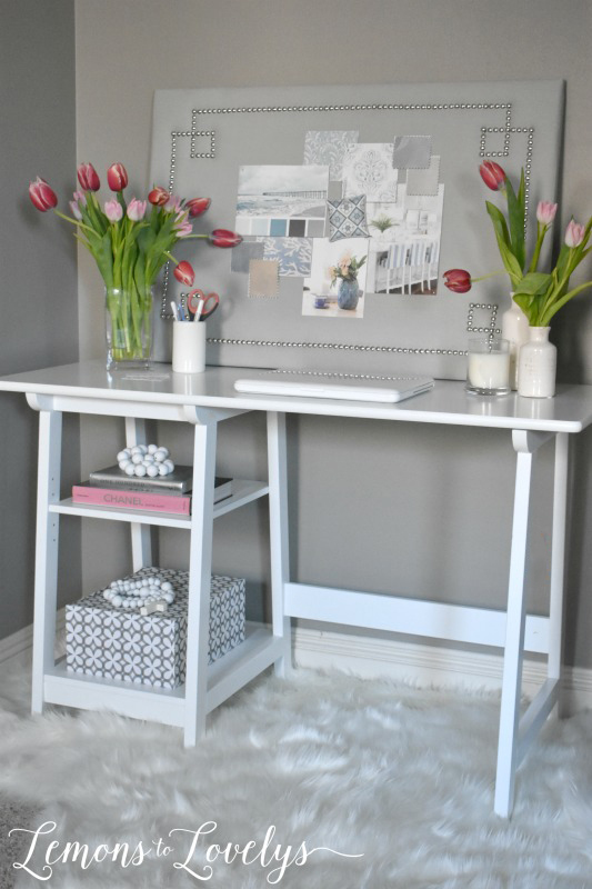 Joyful Spring Home Tour New Desk by hayneedle.com . See more pictures at www.lemonstolovelys.com