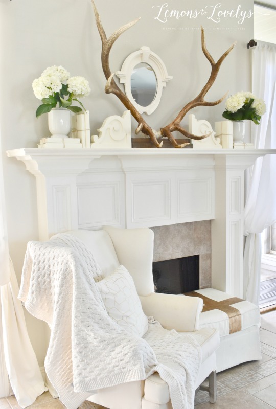 Joyful Spring Home Tour Spring Mantel www.lemonstolovelys.com