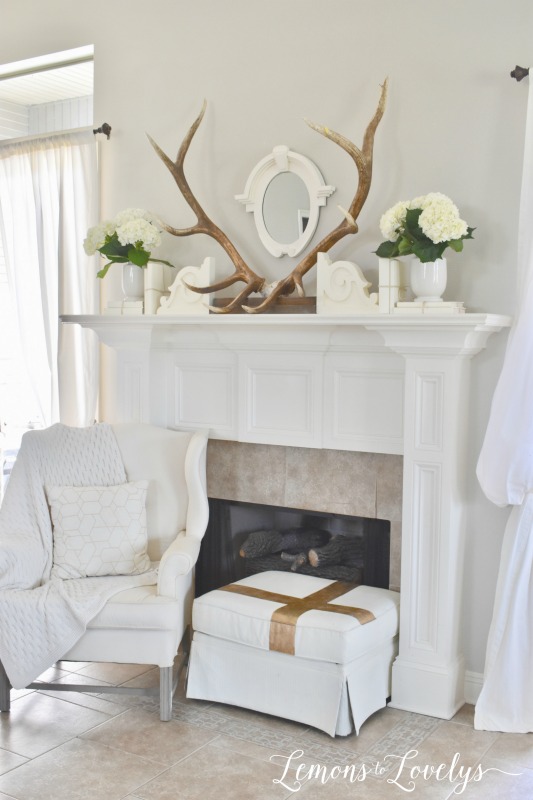 Joyful Spring Home Tour Spring Mantel www.lemonstolovelys.com