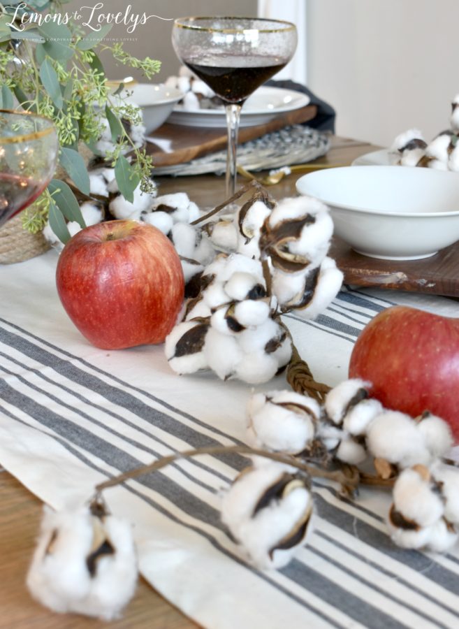 cotton on Thanksgiving table 