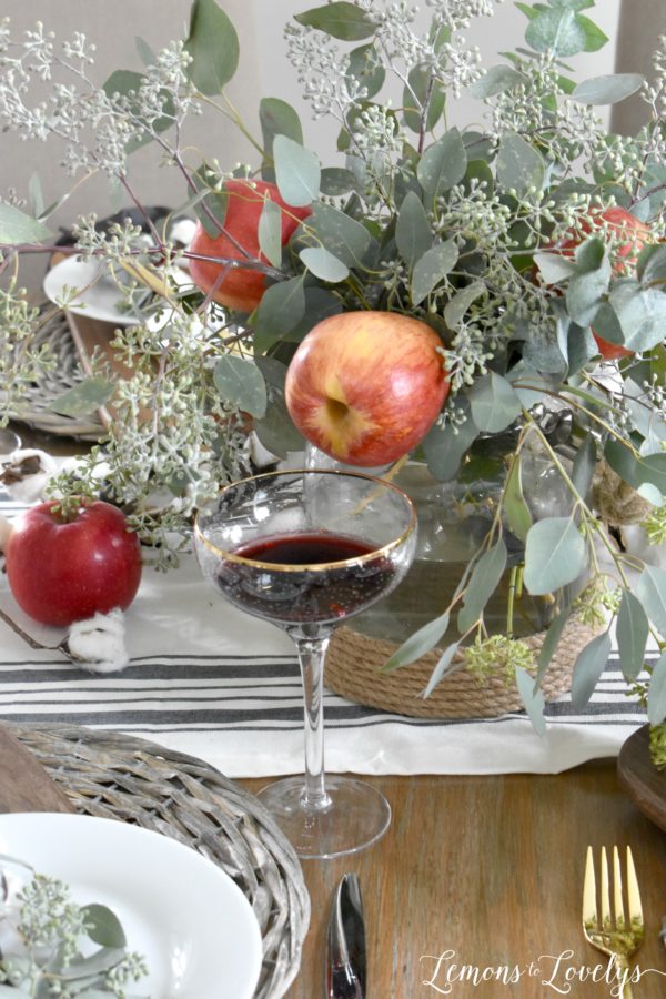 apple and eucalyptus floral arrangement