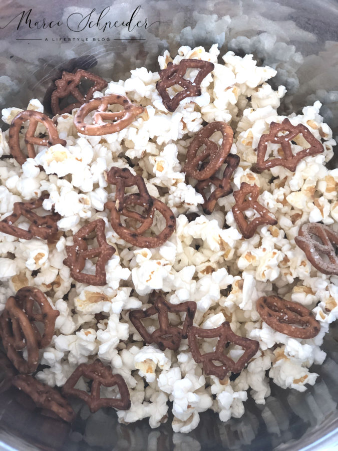 Pretzels and popcorn for Halloween Snack