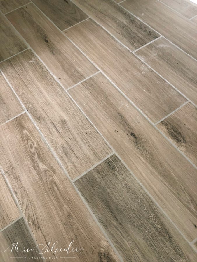 wood-look porcelain tile floor 