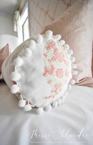 pom pom trim on bolster pillow