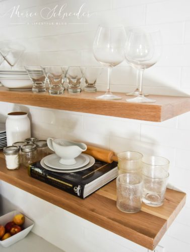 kitchen glasses on shelves