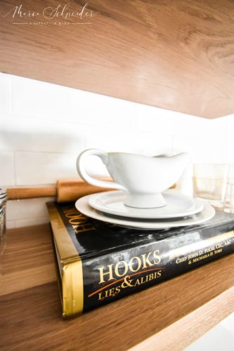 cookbook on kitchen shelf