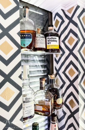 closeup of bourbon shelves