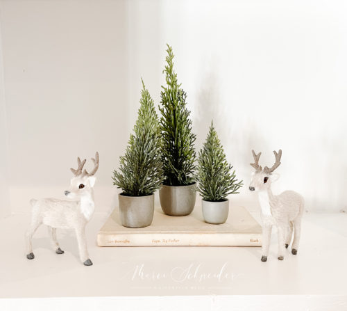 Christmas deer and mini trees 