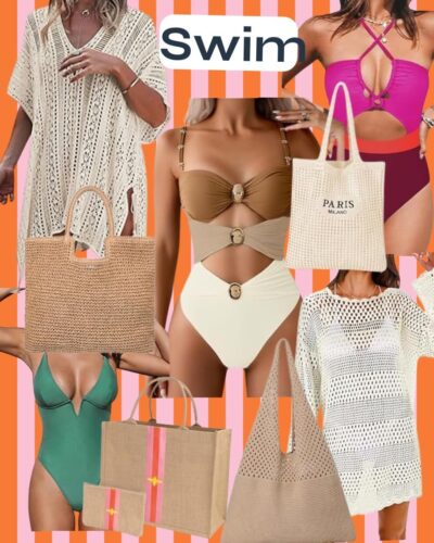 swimsuits and beach bags from Amazon