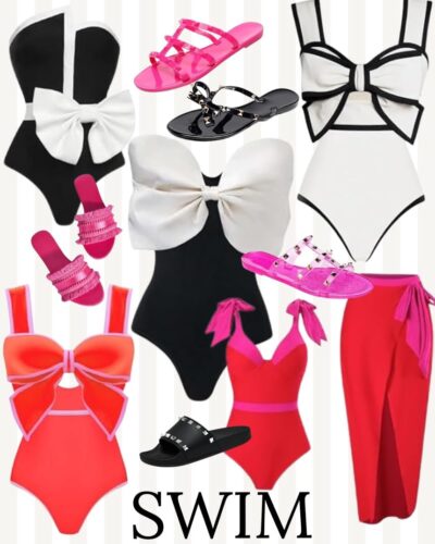 amazon swimsuits with bows and bright colors 