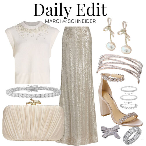 Winter White + Silver Sequin Holiday Outfit